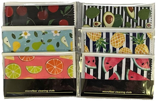 Fruit Pattern In Pouch Microfiber Cleaning Cloths