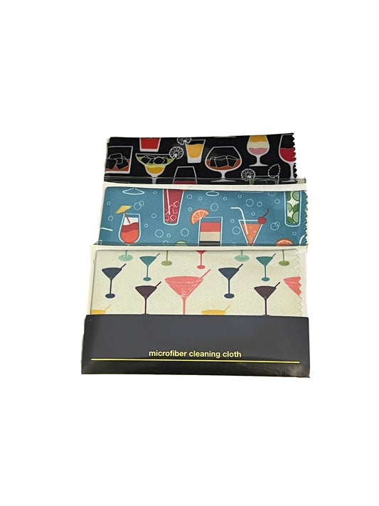 Cocktail Pattern In Pouch Microfiber Cleaning Cloths