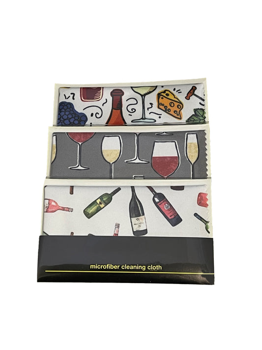 Wine Pattern In Pouch Microfiber Cleaning Cloths
