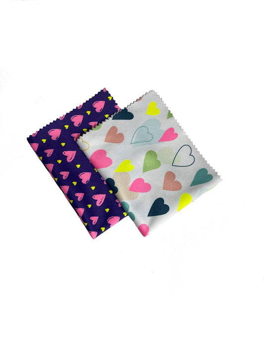 Neon Heart Pattern Microfiber Cleaning Cloths