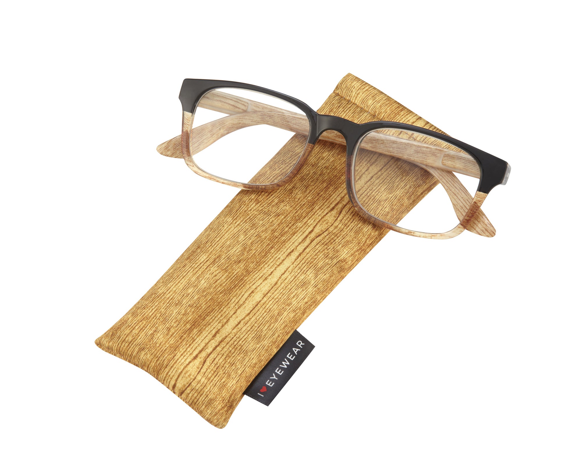 designer reading eyewear with matching case