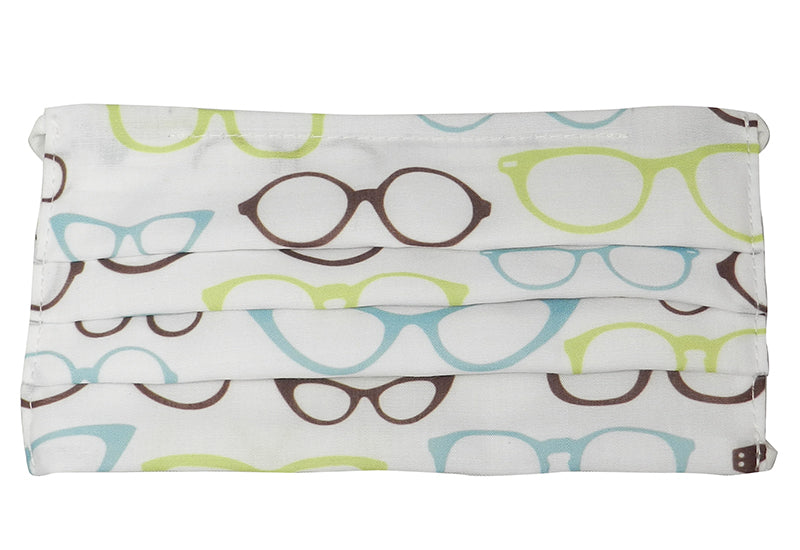 Reusable Pleated Face Mask- Retro Glasses Pattern