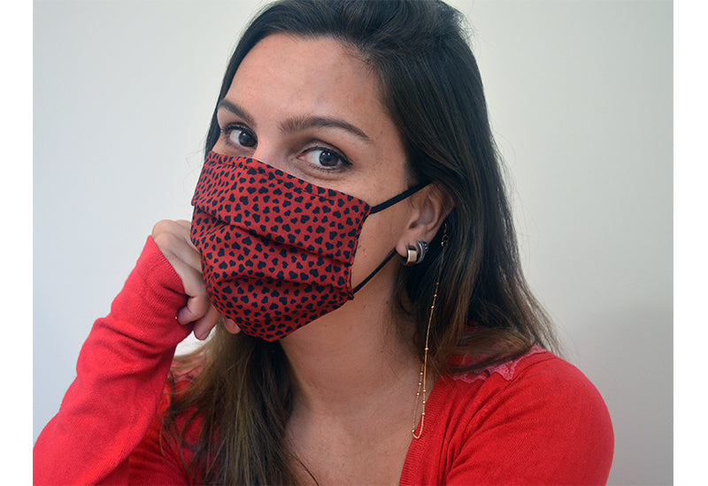 Reusable Pleated Face Mask- Heart Pattern