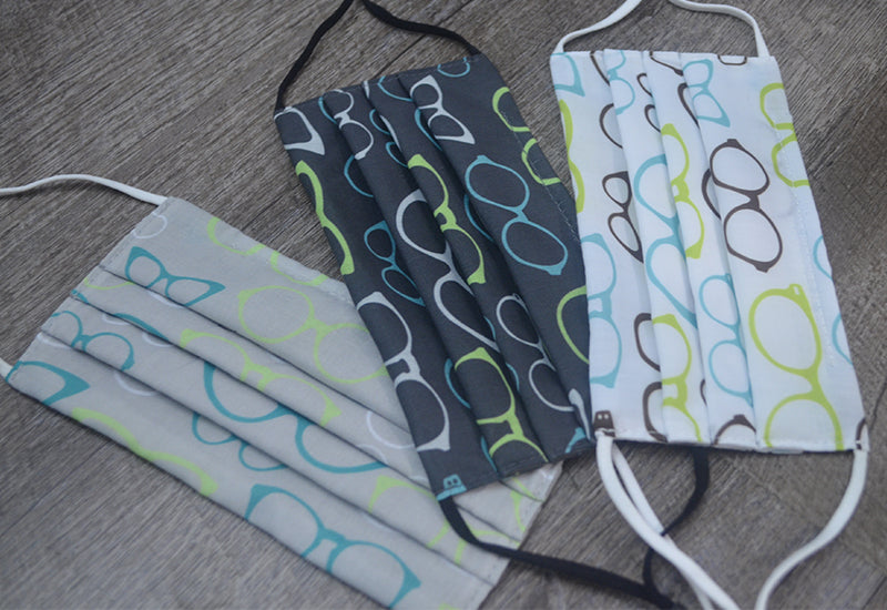 Reusable Pleated Face Mask- Retro Glasses Pattern